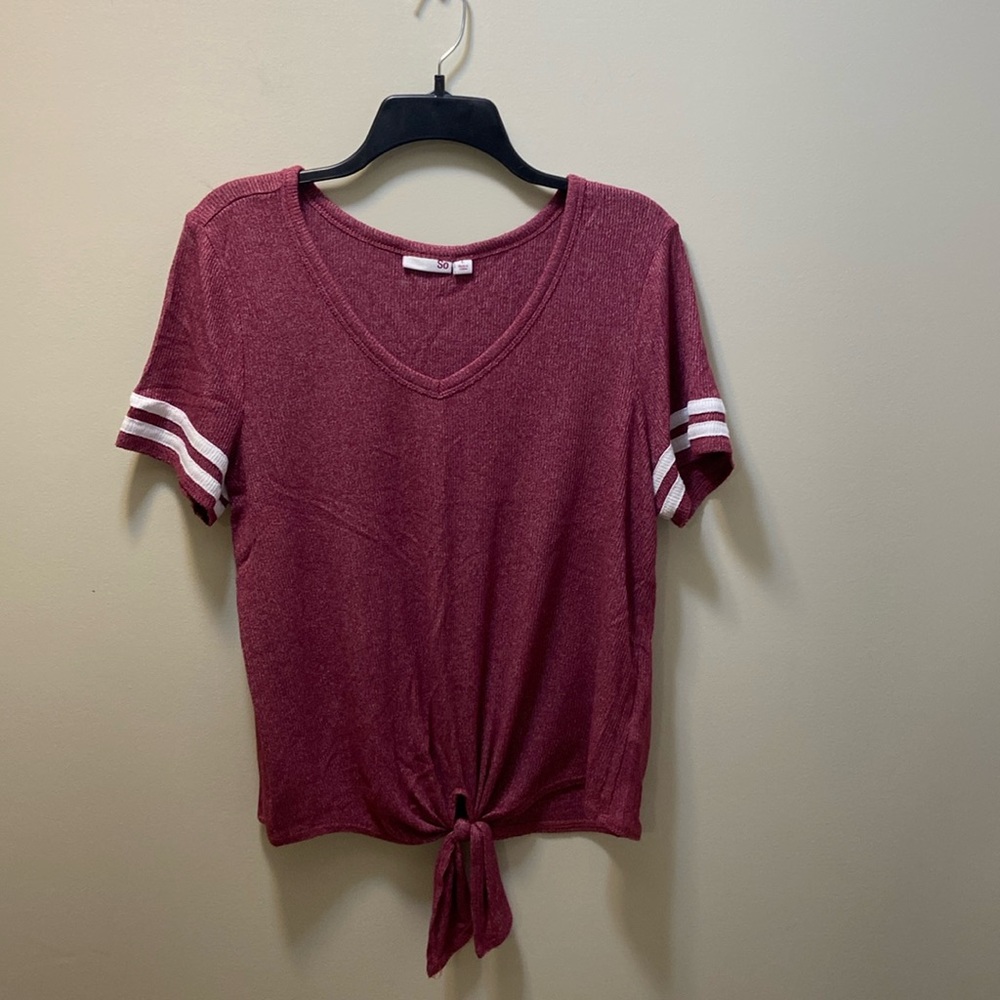 SO knotted tie short sleeve shirt